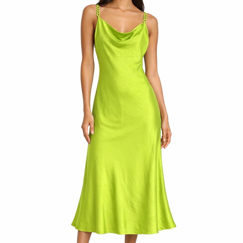 NEW! Elli White Lime Green Satin Slip Dress, Size M